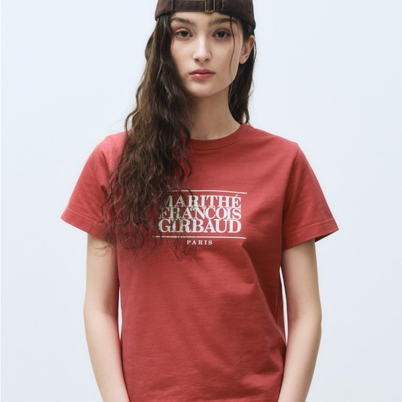 Marithe Francois Girbaud Fitted Red Short Sleeve Tee - Picture 1 of 3